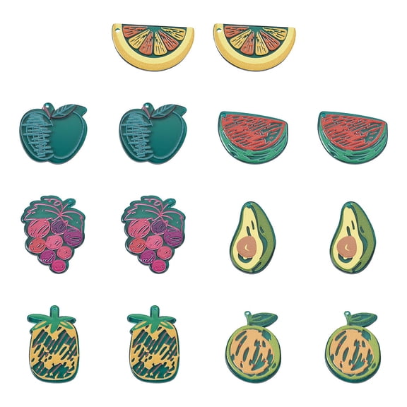 1box 28pcs 7 style Translucent Acrylic Pendants 3D Printed Imitation Fruit Mixed Shapes Mixed color 4pcs/style