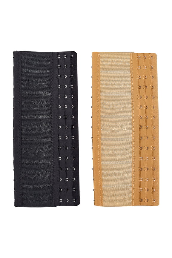 1box 2pcs 2 colors Polyester Women's 3 Rows 15 Hooks Longline Corset Bra Extender for Bustiers Shapewear Waist Cincher with Stainless Steel Rings Mixed color 120x285x5mm 1pc/color