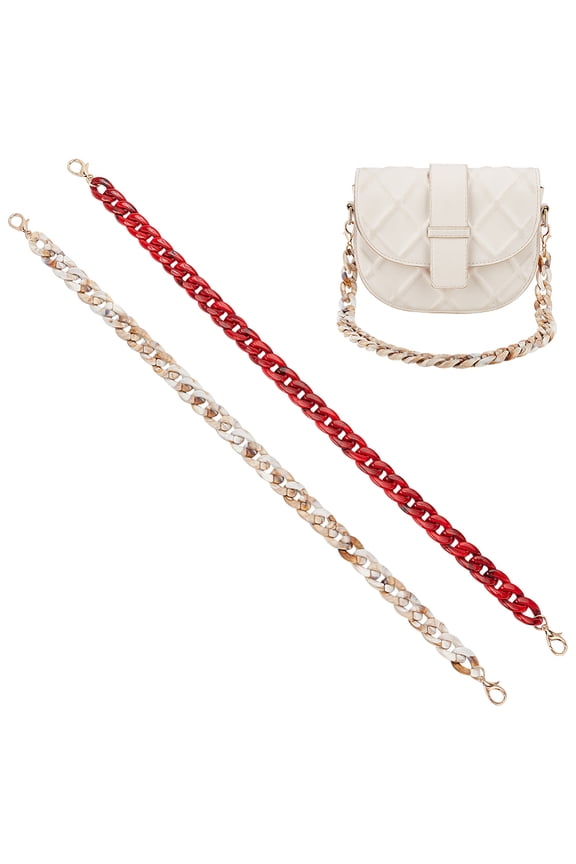 1box 2pcs 2 colors Resin Imitation Gemstone Curb Chain bag Straps with Alloy Lobster Claw Clasp Mixed color 60.5cm 1pc/color Resin