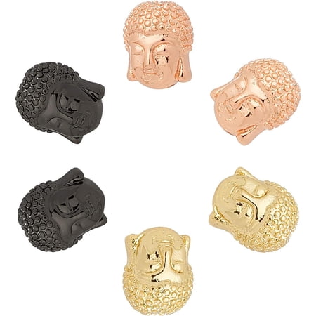 1box 3 colors Buddha Head Beads 6pcs Bracelet Spacer Beads Charm Carved Buddha Loose Beads for Earring Necklace Bracelet Jewelry Making