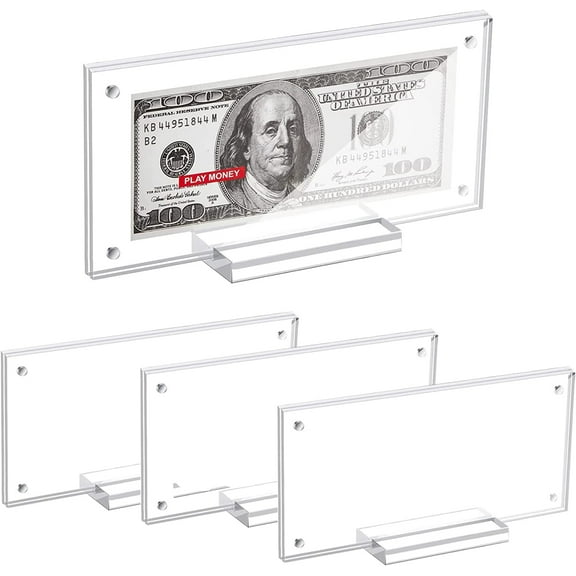 1box 3 sets Clear Dollar Bill Frame Acrylic Currency Frame Display Transparent Dollar Bill Collection Frame for Regular Bill Currency Dollar Bill Frame 185x41x96mm