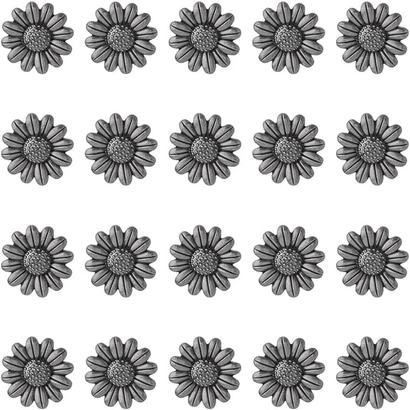 1box 30 sets Alloy River Studs with Iron Nail for Purse Bags Boots Leather Crafts Decoration Flower Antique Silver 19.5x5.5mm