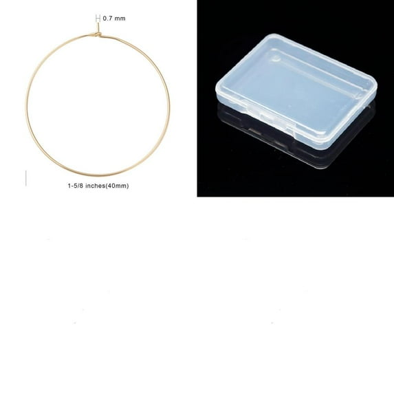 1box 30pcs 316 Surgical Stainless Steel Wine Glass Charms Rings Hoop Earring Findings DIY Material for Basketball Wives Hoop Earrings Golden 21 Gauge 45x40x0.7mm 316 Surgical Stainless Steel