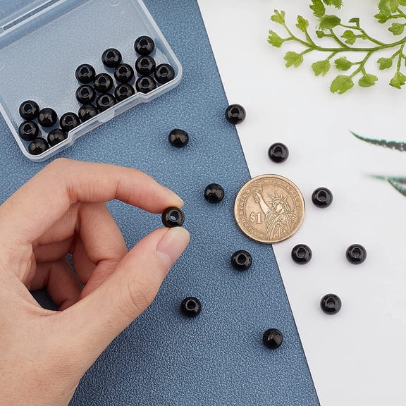 1box 30pcs Electrophoresis Black Round Beads Metal Rondelle Spacer Bead Stainless Steel Loose Beads for Jewelry Making 3mm Hole