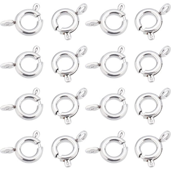 1box 30pcs Stainless Steel Spring Clasps - Close Open Round Spring Ring for Jewelry Making - 5mm Silver