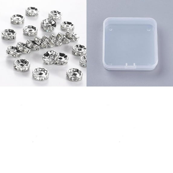 1box 316 Surgical Stainless Steel Spacer Beads with Rhinestone Disc Stainless Steel Color