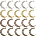 thumbnail image 1 of 1box 40 pcs 4 Colors Tibetan Style Alloy Hollowed Moon Charms Pendant for Necklace Bracelet Jewelry DIY Craft Making Bronze/Golden/Silver/Red Copper, 1 of 6