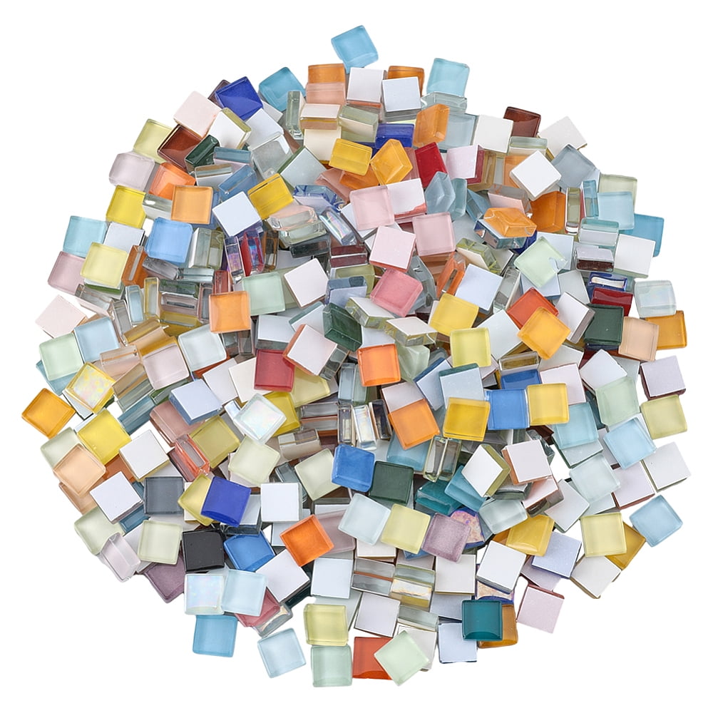 1box 400G Glass Mosaic Tiles Square Mosaic Tiles for Mosaic Art Crafts Picture Frames and More Mixed color 10x10x3.5mm about 450pcs
