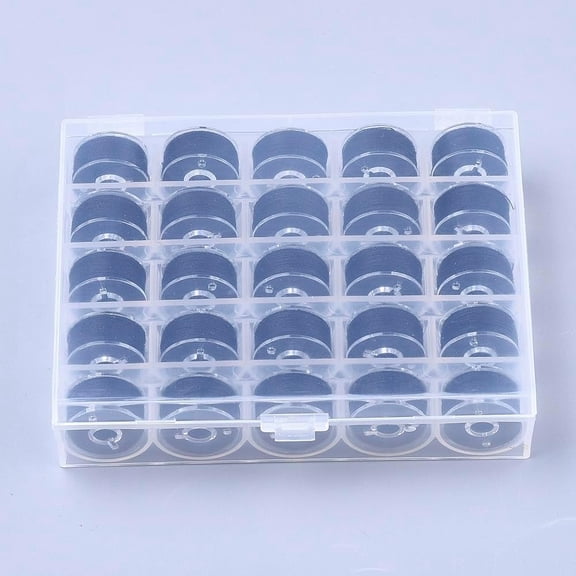 1box 402 Polyester Sewing Thread Plastic Bobbins and Clear box Black 0.1mm 50m/roll 25rolls/box