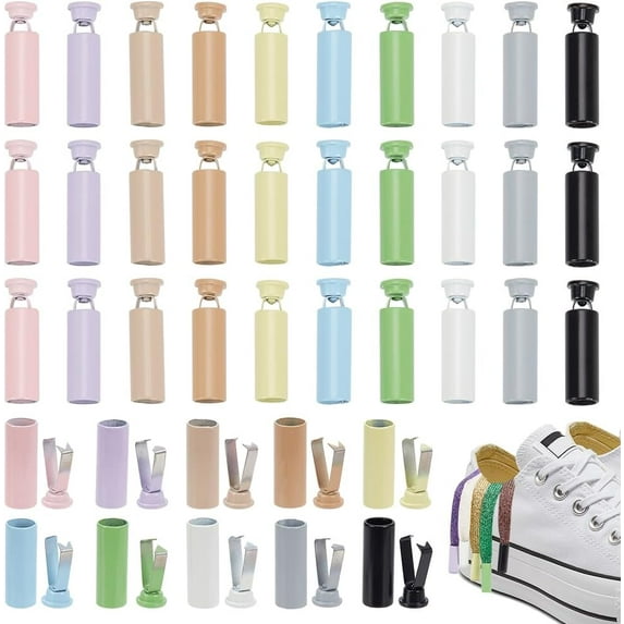 1box 40pcs 10 colors Alloy Aglets for Shoelaces Shoelace Tips Head Column Mixed color 21x7mm Hole: 6mm 4pc/color