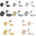 thumbnail image 1 of 1box 40pcs 10 style Flat Round Stud Earring Findings with Ear Nuts/Earring Backs & Loop Textured Mixed color 4pcs/style, 1 of 8