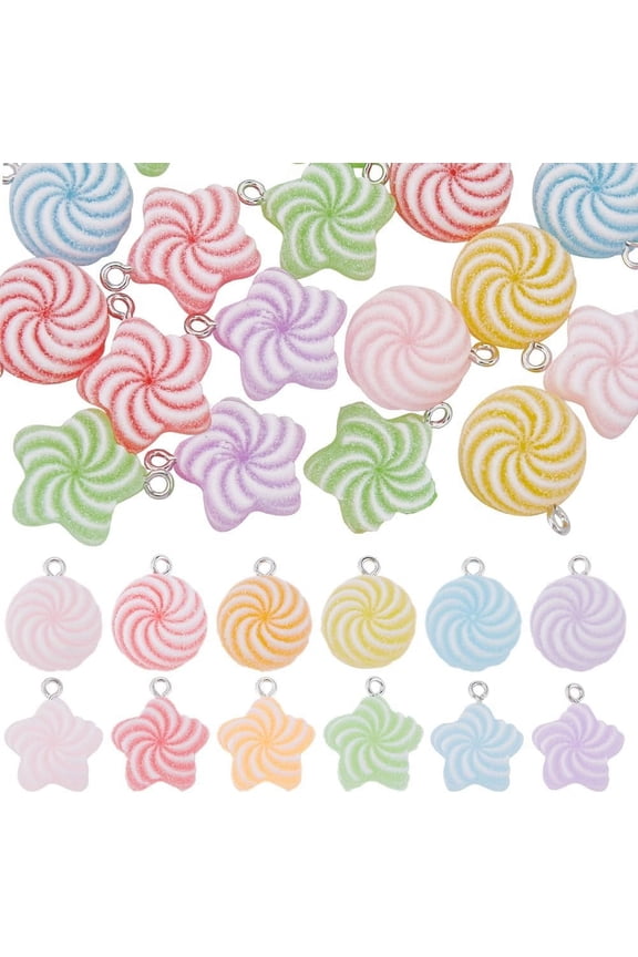 1box 40pcs 2 styles Opaque Resin Pendants Druzy with Iron Loops Mixed color 20~21x17~17.5x7mm Hole: 1.8~2mm 20pcs/style