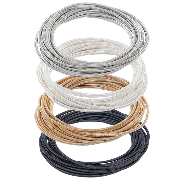 1box 48 Loops 4 Colors Spring Jewelry Wire 2-1/4 inch Stackable Guitar String Bracelets Steel Memory Wire for Summer Jewelry Supplies Art Creation DIY Crafts Black Platinum Silver Gold
