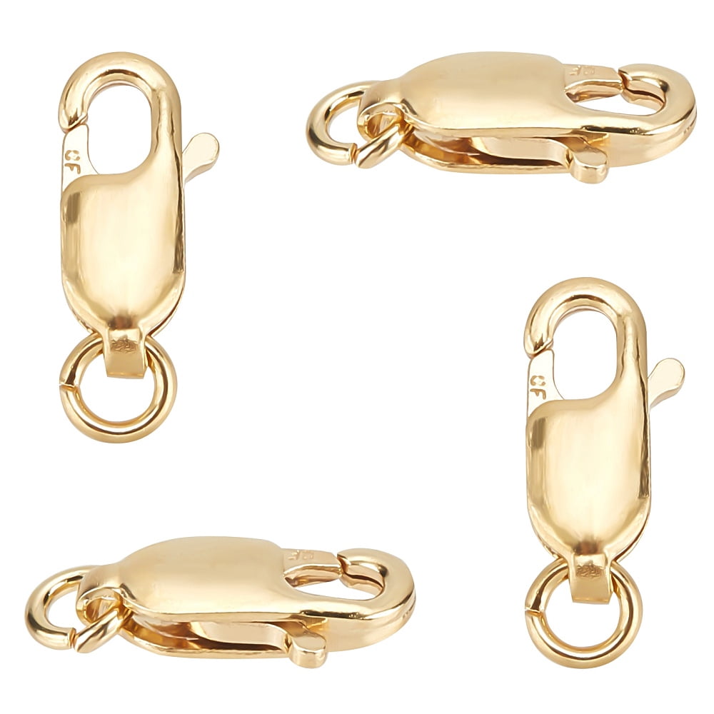 1box 4Pcs Brass Yellow Gold Filled Lobster Claw Clasps 1/20 14K Gold Filled Cadmium Free Nickel Free Lead Free 14K Gold Filled 12x5x2.5mm Hole: 2mm