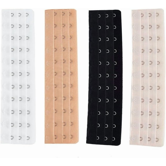 1box 4pcs 4 colors 3 Rows x 11 Hooks Polyester Corset Buckles Waist Extender with 304 Stainless Steel Finding Mixed color 203x50x3mm 1pc/color