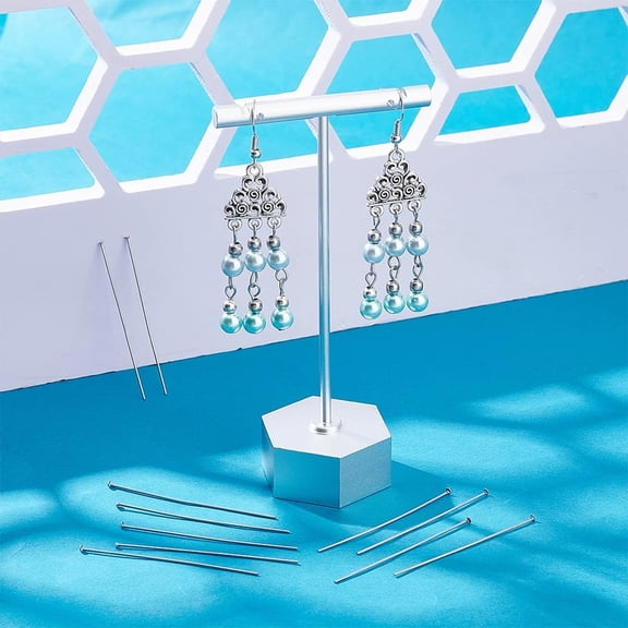 1box 500pcs Flat Head Pin Stainless Steel Head Pins 50mm Long Flat Head pins Eye pins Findings Dressmaker Pins for Jewelry Making Craft 0.7mm thick head 1.5mm