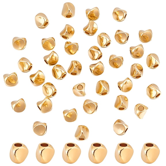 1box 50Pcs Brass Spacer Beads Long-Lasting Plated Triangle Real 24K Gold Plated 4.5x4.5mm Hole: 1.8mm