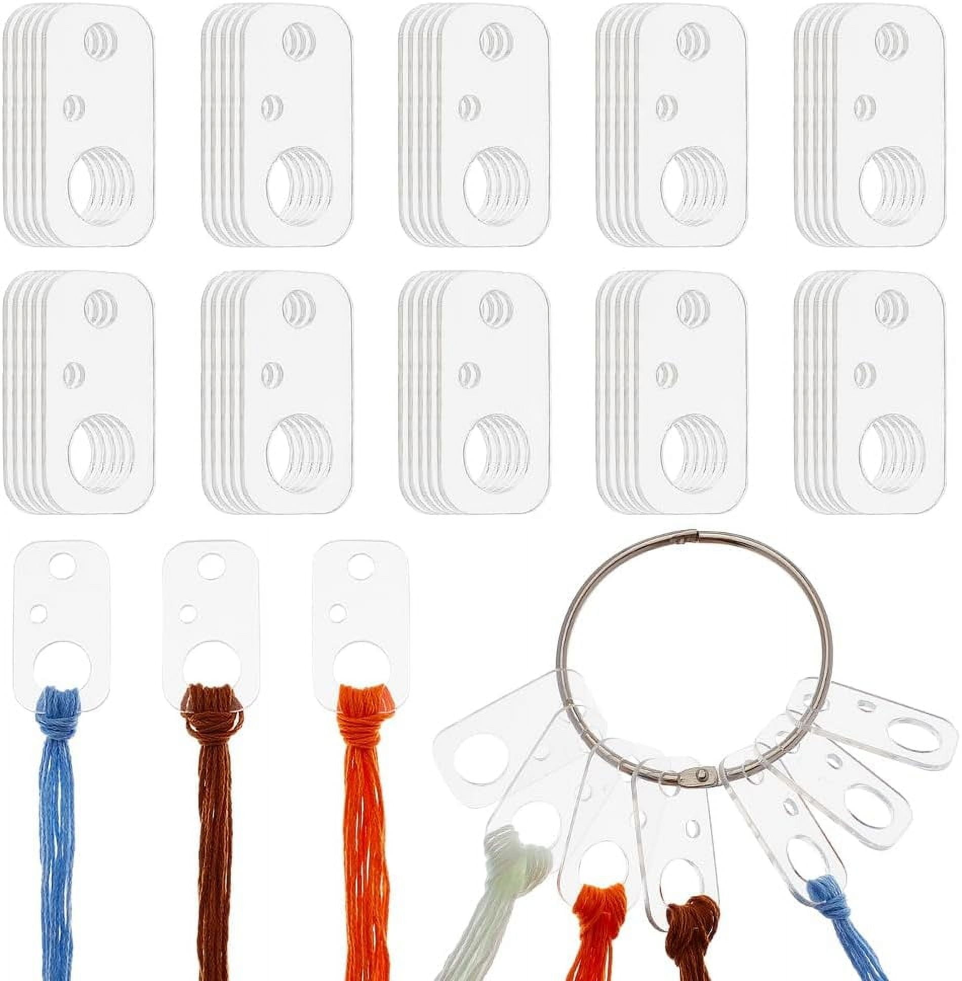 1box 50Pcs Clear Acrylic Bobbins with Hinged Ring Rectangle Acrylic ...