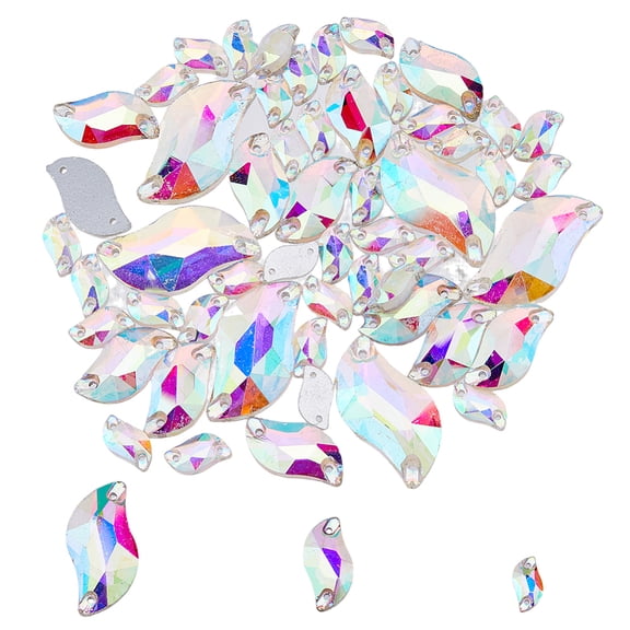 1box 54pcs S Shape Sew on Rhinestones 3 Sizes AB Sewing Stone Gems with 2 Holes Clear Flat Back Colorful Rhinestones for DIY Crafts Shoes Dance Costume Hole 1.4~0.9mm