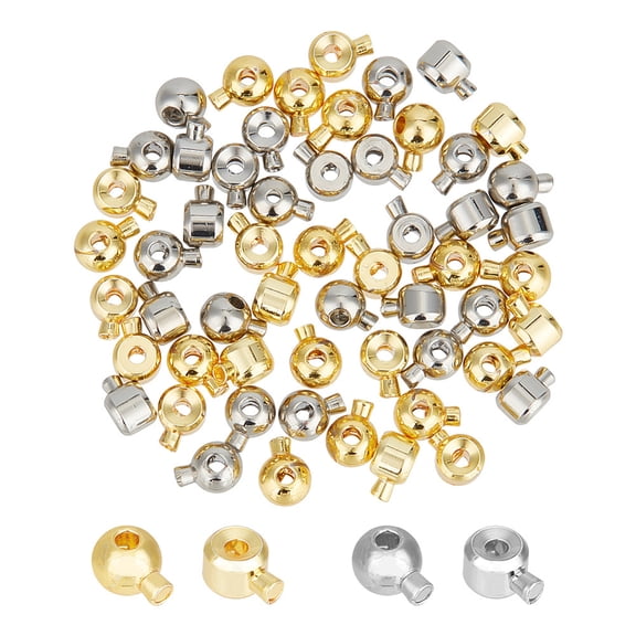 1box 56pcs 4 style Brass Crimp Beads Long-Lasting Plated Rondelle & Round Mixed color 4.5x3.5x3mm Hole: 1mm 14pcs/style