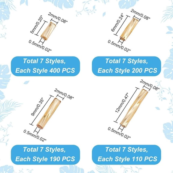 1box 5845pcs 28 style Glass Twisted Beads Mixed style Mixed color 5~12x2mm Hole: 0.5mm