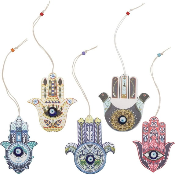 1box 5pcs 5 style Wood Big Decorations with Resin Beads Hamsa Hand/Hand of Miriam with Mixed color 214~250mm : 98~99x62~88.5x8.5~9mm 1pc/style
