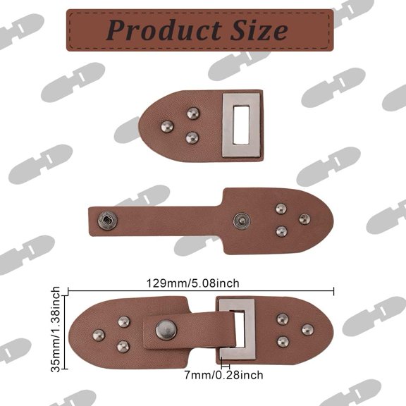 1box 6 Pairs Leather Sew-On Toggles Closures Coconut Brown PU Leather Snap Toggle with Rivets Metal Leather Clasp Fastener Replacement Snap Toggle for Shoes Coat Jacket Bags Craft