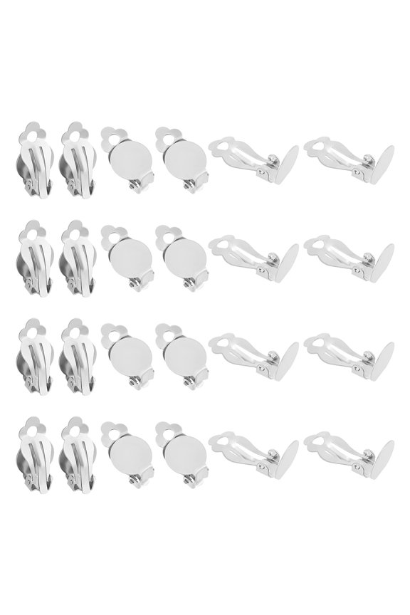 1box 60pcs 316 Stainless Steel Clip-on Earring Findings Earring Settings Flat Round Stainless Steel color Tray: 12mm 19.5x12x8.5mm Hole: 3mm 316 Surgical Stainless Steel