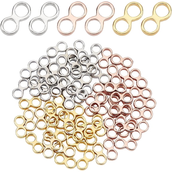 1box 72pcs 3 style Brass Multi-Strand Links Infinity Symbol Connectors Long-Lasting Infinity Link Connector for Jewelry Making Valentines's Day Christmas Birthday Gift