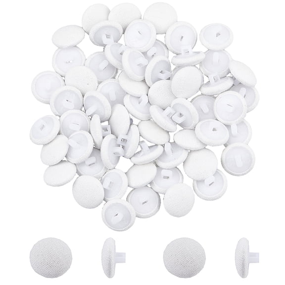 1box 80pcs 1-Hole Silk & Plastic Shank Buttons Mushroom Shape White 12x7mm Hole: 1.8x1.8mm