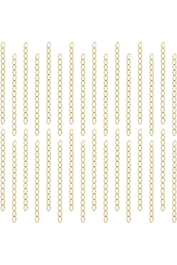 1box 80pcs Curb Chain Extension 45~52mm End Chains Stainless Steel Extension Chain Golden Chains Curb Chain Extender Tails Chain Bracelet Necklace Extension Chains for Jewelry Making
