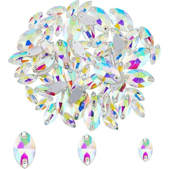 1box 85pcs 3 Styles Horse Eye Glass Rhinestones Sewing Rhinestones Flatback Stone with 2 Holes for Making DIY s Clothes Shoes Wedding Fishing Tool Decoration