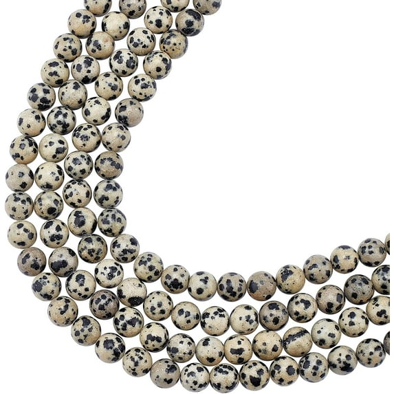 1box About 188pcs 8mm Natural Stone Beads Natural Dalmatian Jasper Round Beads Gemstone Loose Beads for Bracelet Necklace Jewelry Making (Hole: 1mm)