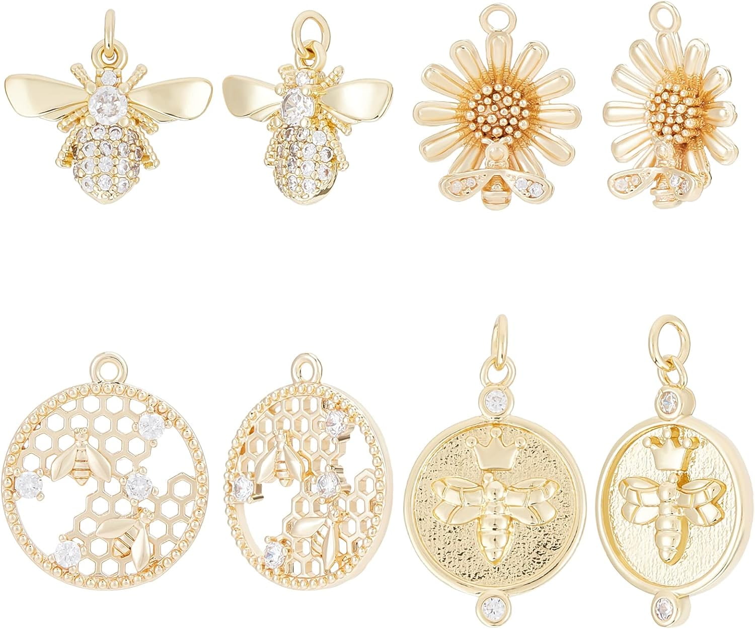 10 Pieces Brass Flower With Angel Charms - Jewelry Making Pendants For Necklaces & Earrings