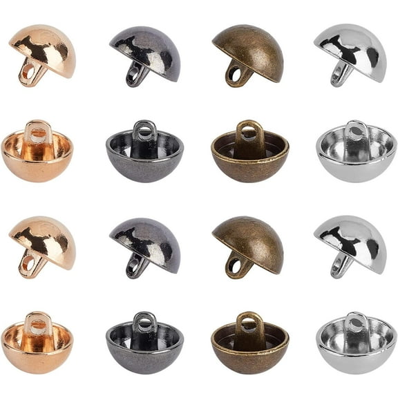 1box Alloy Shank Buttons 1-Hole Dome/Half Round Mixed color 12.5x10mm Hole: 1.5mm 80pcs/box