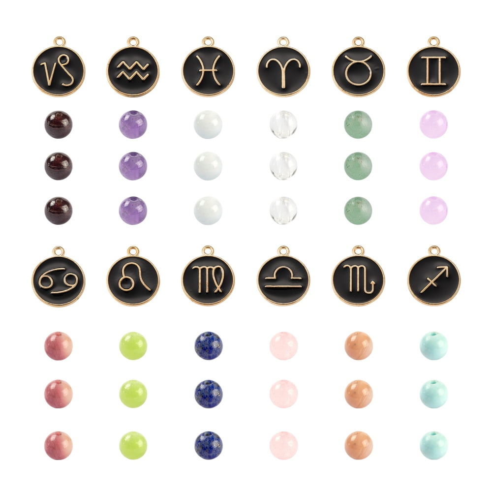 1box Birthstone Bracelets Jewelry Making Kits Including & Constellation Alloy Enamel Pendants Mixed color 624pcs/box