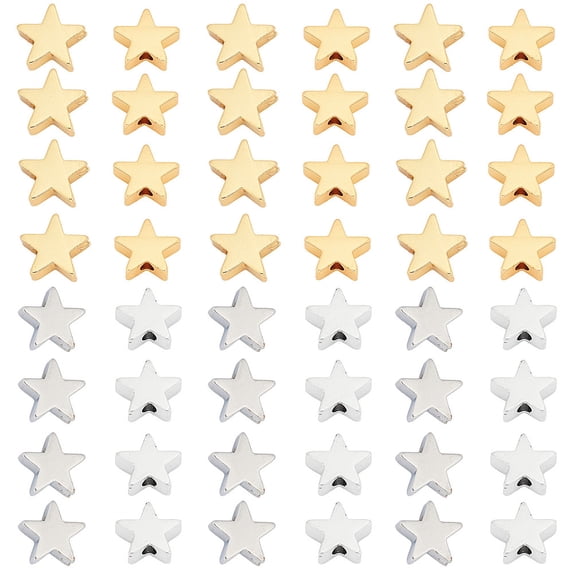 1box Brass Beads Star Platinum Golden 8x8x2.5mm Hole: 1.5mm 2 colors 30pcs/color 60pcs/box