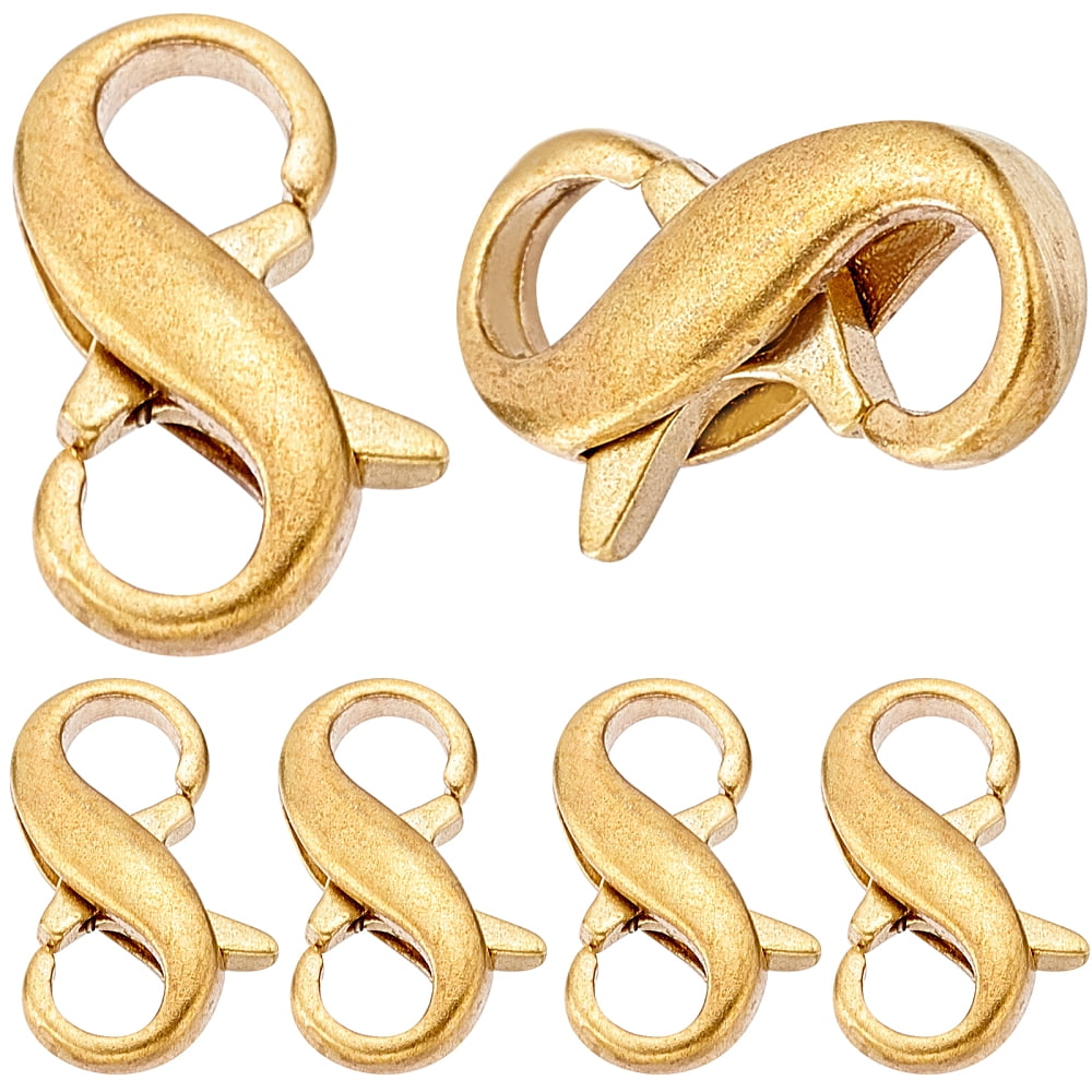1box Brass Double Opening Lobster Claw Clasps Infinity Shape Champagne ...