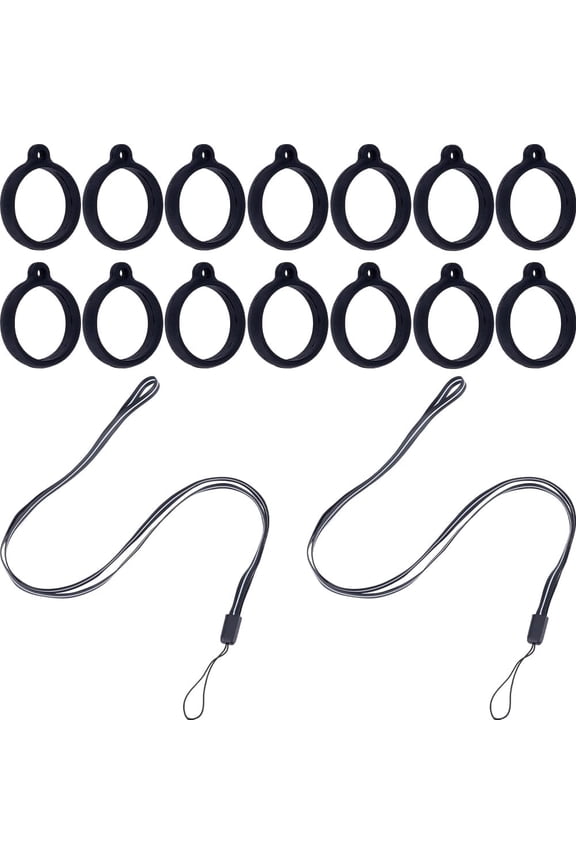1box DIY Anti-Lost Necklace Lanyard Making Kit Including Anti-Lost Silicone Pendant Rubber Lanyard Straps for Electronic Stylus & Lighter & Pen Haning Holder Lanyard Strap Black 46pcs/box