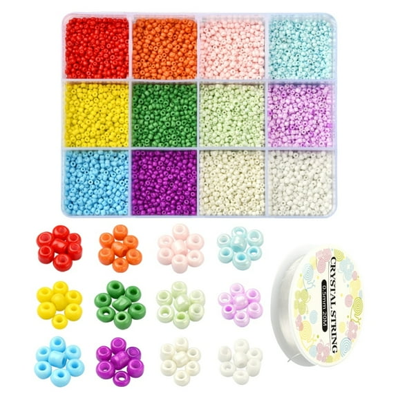 1box DIY Candy Color Seed Beads Bracelet Making Kit Including Round Glass Seed Beads Elastic Thread