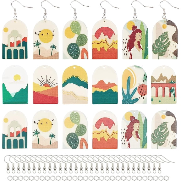 1box DIY Dangle Earring Making Kits Including 24Pcs 12 Patterns Acrylic Pendants 30Pcs Iron Earring Hooks 40Pcs Iron Jump Rings Mixed Color