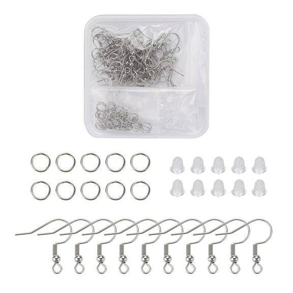 1box DIY Earring Making Kit Including 60Pcs 304 Stainless Steel Earring Hooks 60Pcs 304 Stainless