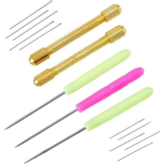 1box Doll Hair Making Supplies Including Iron Doll Hair Rerooting Tool & Punch Awls Alloy Hand Drill Handle Mixed color 41x1mm