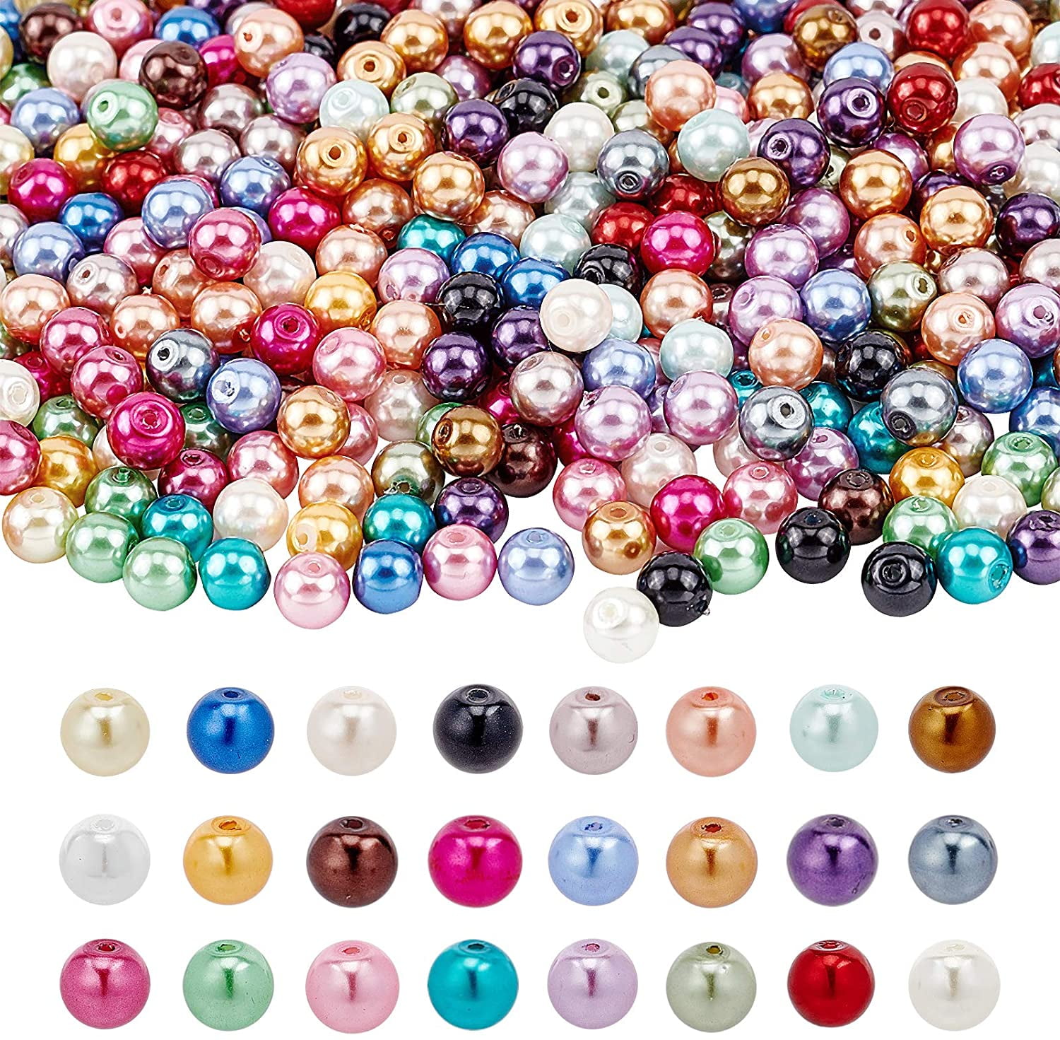 1box Dyed Glass Pearl Round Beads Mixed color 6mm Hole: 1.2~1.5mm about 60pcs/compartment 1440pcs/box