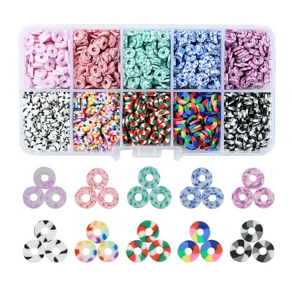 1box Handmade Polymer Clay Beads Strands for Jewelry Crafts Supplies Heishi Beads Disc/Flat Round Mixed color 6mm Hole: 1.8~2mm about 200pcs/color