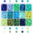 thumbnail image 1 of 1box Heishi Clay Beads 3990 Pcs 15 Colors 6mm Vinyl Disc Beads Flat Round Handmade Polymer Clay Beads for Hawaiian Earring Choker Anklet Bracelet Necklace Making Summer Surfer, 1 of 8