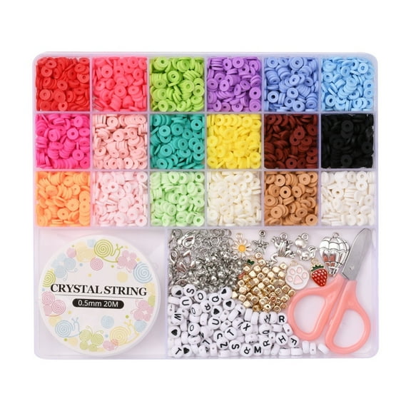 1box Heishi Jewelry set Making Kit Including Polymer Clay & Acrylic & Plastic Beads Alloy Clasps & Pendants Iron Bead Tips & Jump Rings Elastic Thread Mixed color Plastic: 6x1mm Hole: 2mm 2700pcs/box