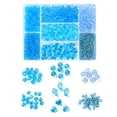 thumbnail image 1 of 1box Light Sky Blue Series Jewelry Making Kits 1640pcs Bicone & Rondelle & Oval & Round Glass/Acrylic Beads 20pcs Heart Transparent Glass Pendants Mixed color Beads: 1640pcs/box, 1 of 7