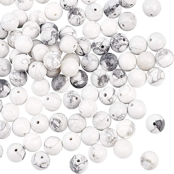1box Natural Howlite Beads Strands Round 8mm Hole: 1mm about 120~125pcs/box Howlite