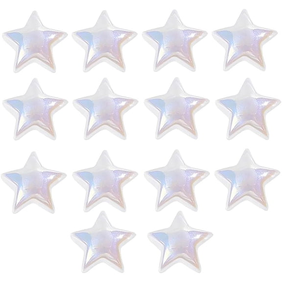 1box Plastic Beads Half Drilled Star White 13.5x13x5mm Hole: 1.4mm 14pcs/box DIY